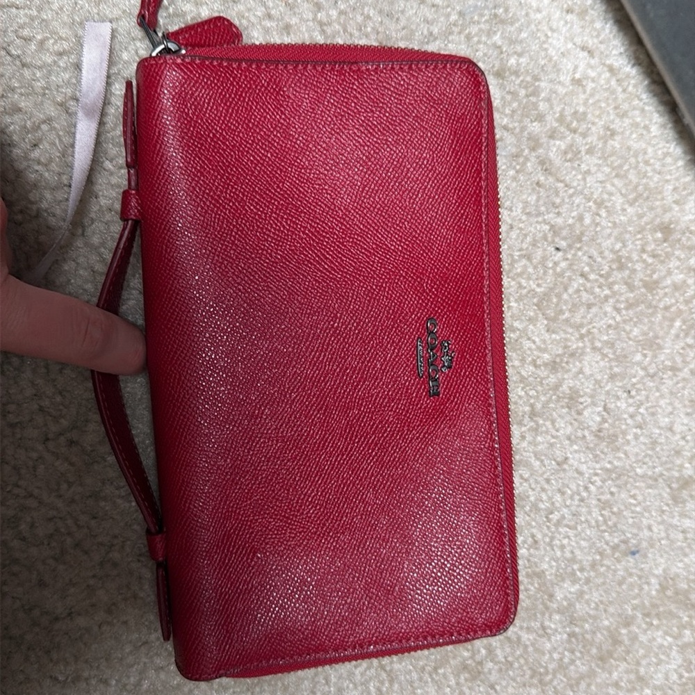 Coach Cherry Red Leather Wristlet